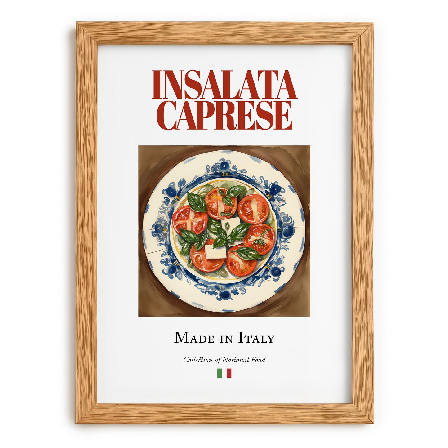 Insalata Caprese – Italian Salad Dish, Food Bar Painting, set in oak frame