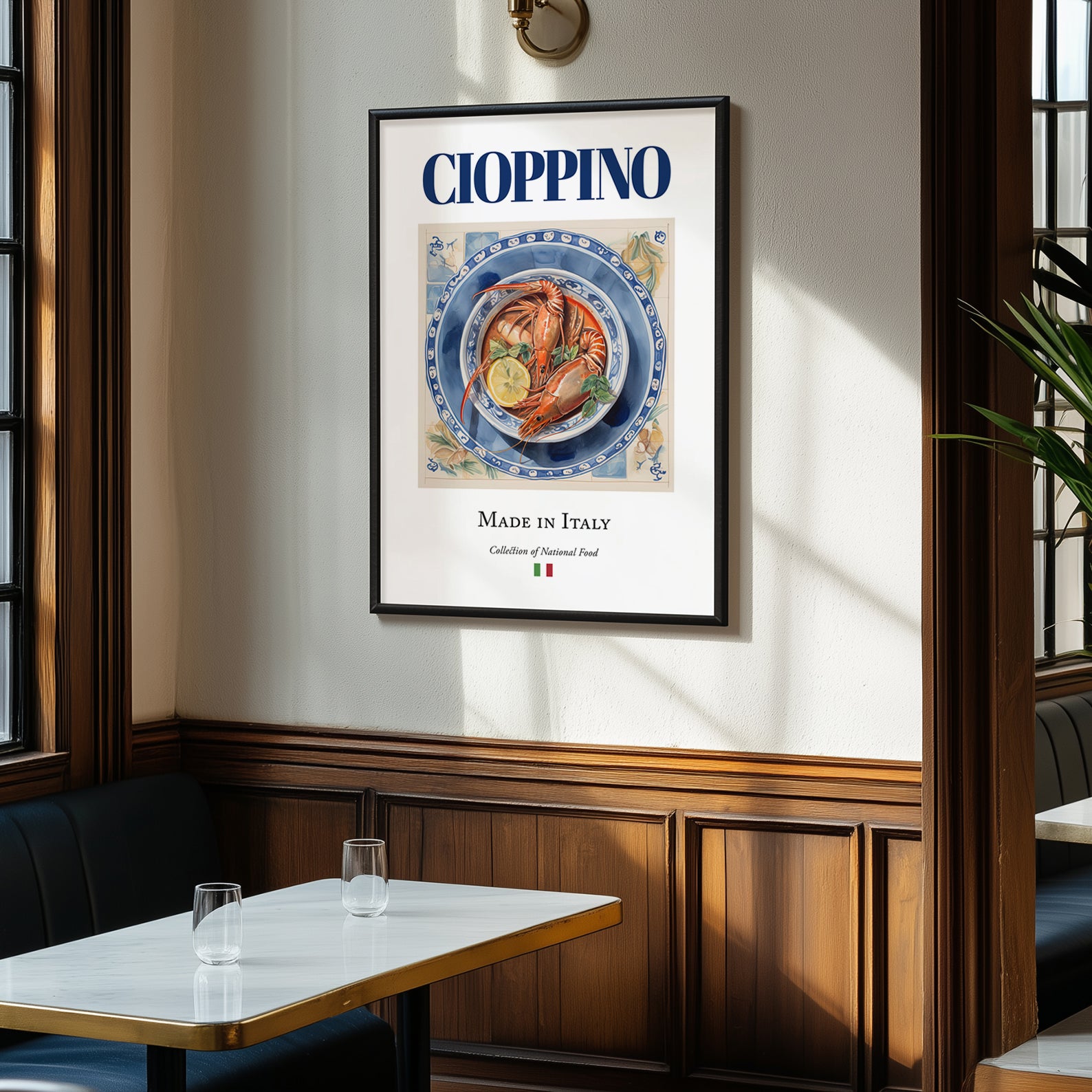 Cioppino – Italian Soup Dish, Restaurant Poster, clean layout with no caption