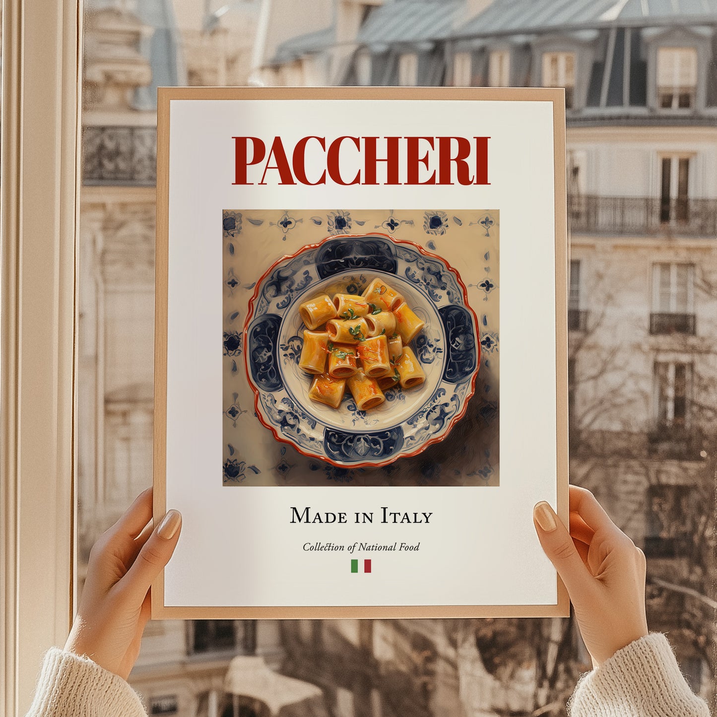 Paccheri – Italian Pasta, Ristorante Poster, styled in a charming Paris street view