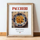 Paccheri – Italian Pasta, Ristorante Poster, in wooden frame leaning on the floor