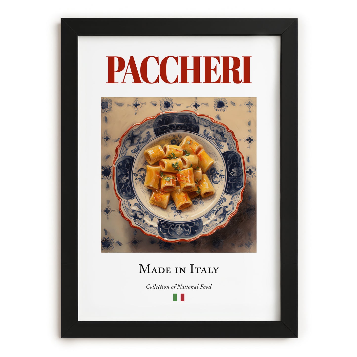 Paccheri – Italian Pasta, Ristorante Poster, in sleek black frame