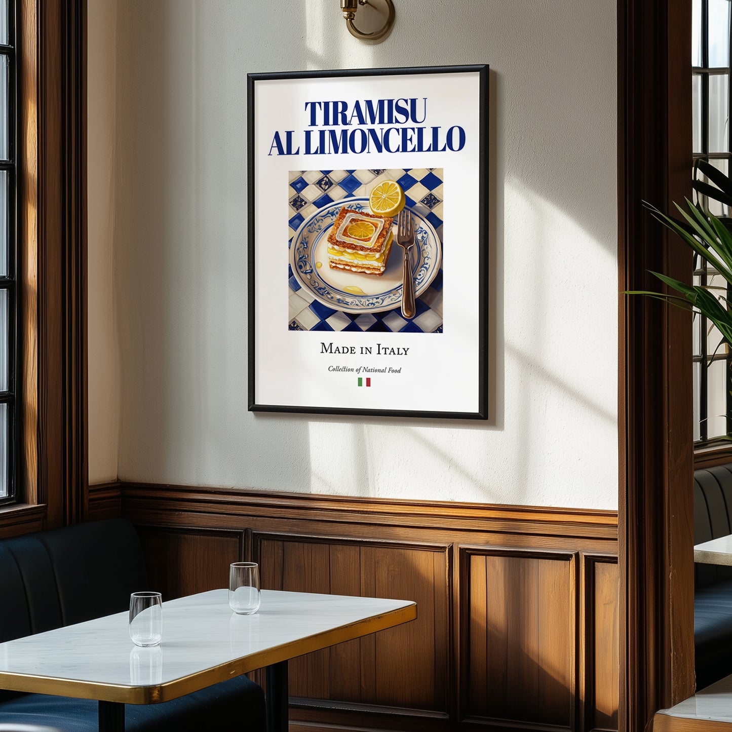 Tiramisu al Limoncello – Italian Dessert Dish, Restaurant Print, clean layout with no caption