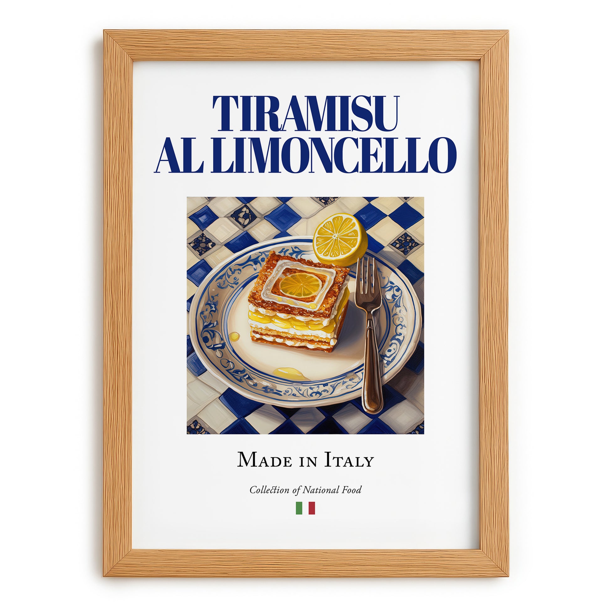 Tiramisu al Limoncello – Italian Dessert Dish, Restaurant Print, set in oak frame