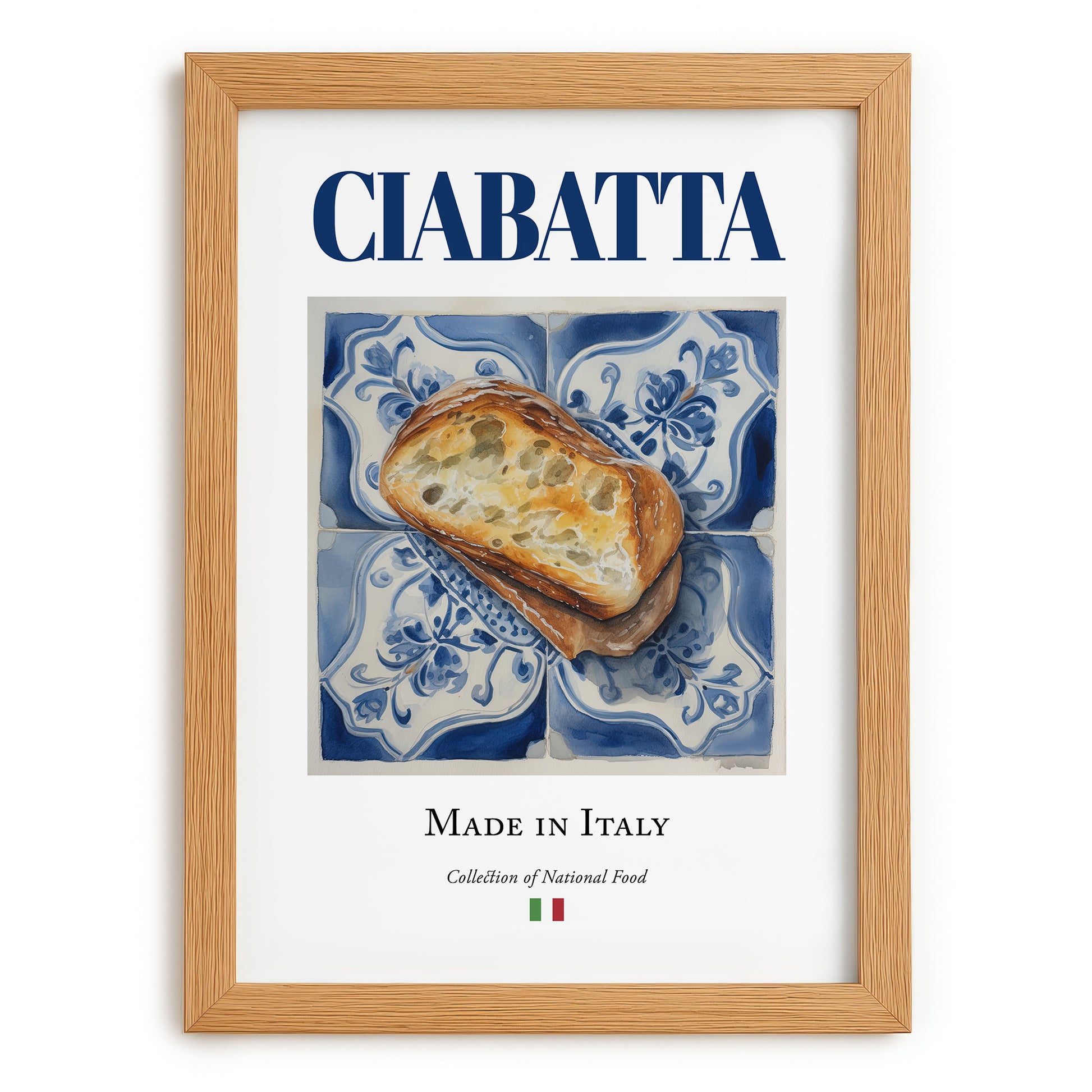 Ciabatta – Italian Bread Dish, Brasserie Poster, set in oak frame