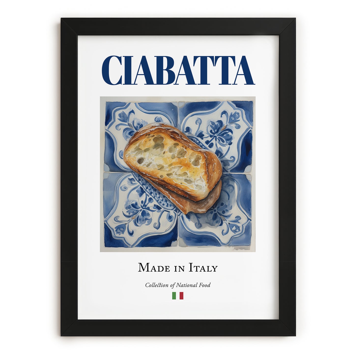 Ciabatta – Italian Bread Dish, Brasserie Poster, in sleek black frame
