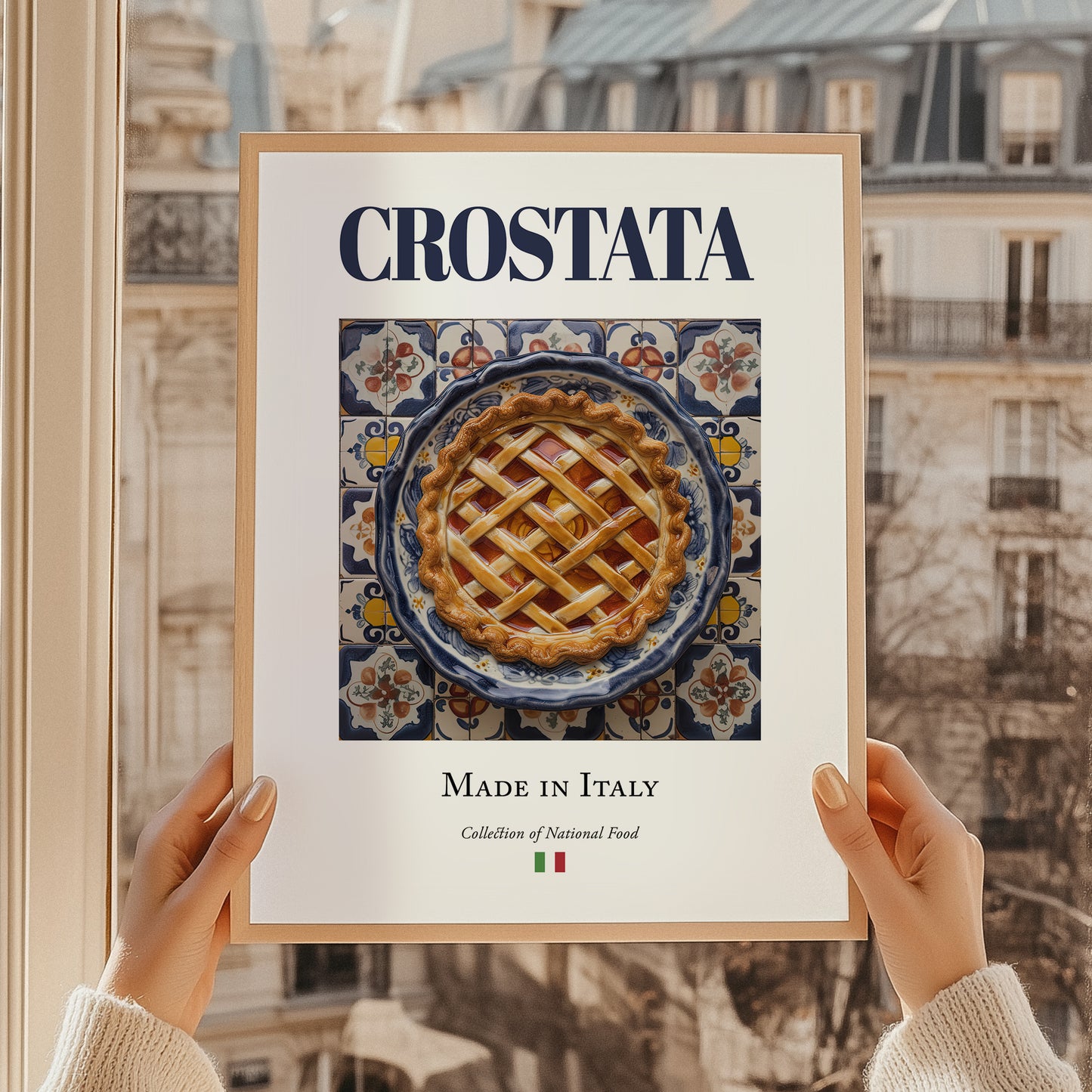 Crostata – Italian Dessert Dish, Bistro Poster, styled in a charming Paris street view