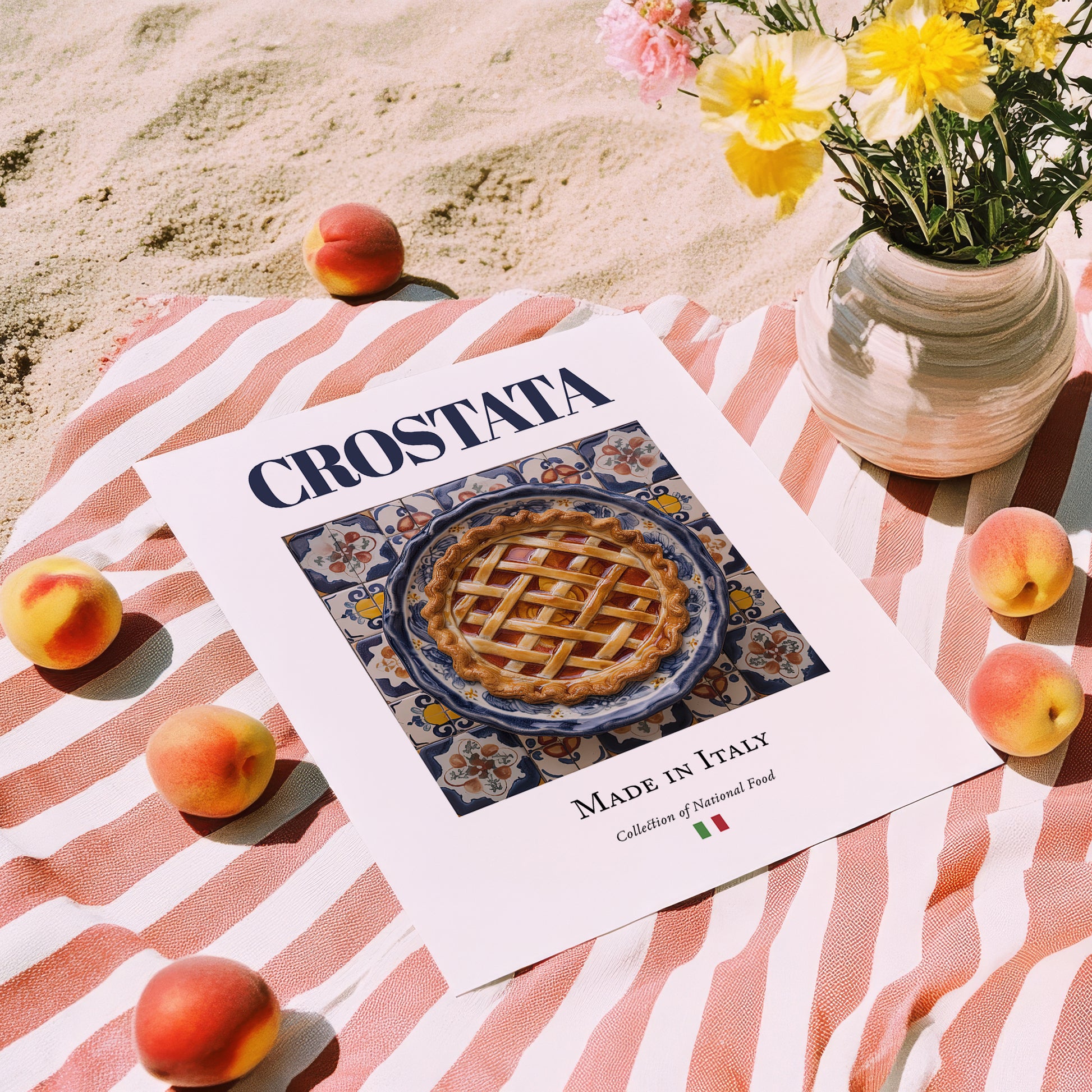 Crostata – Italian Dessert Dish, Bistro Poster, unframed on coastal sand