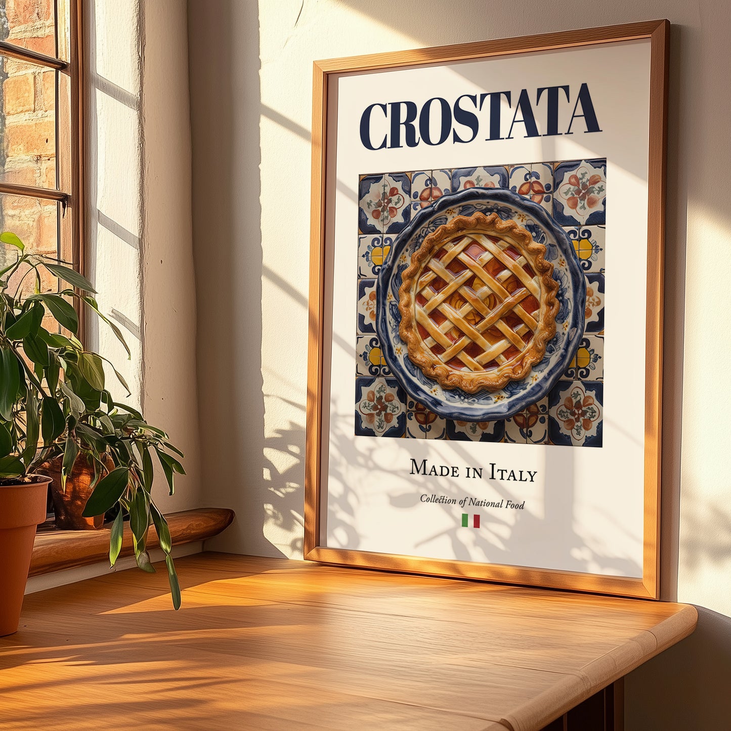 Crostata – Italian Dessert Dish, Bistro Poster, no-text version framed in wood
