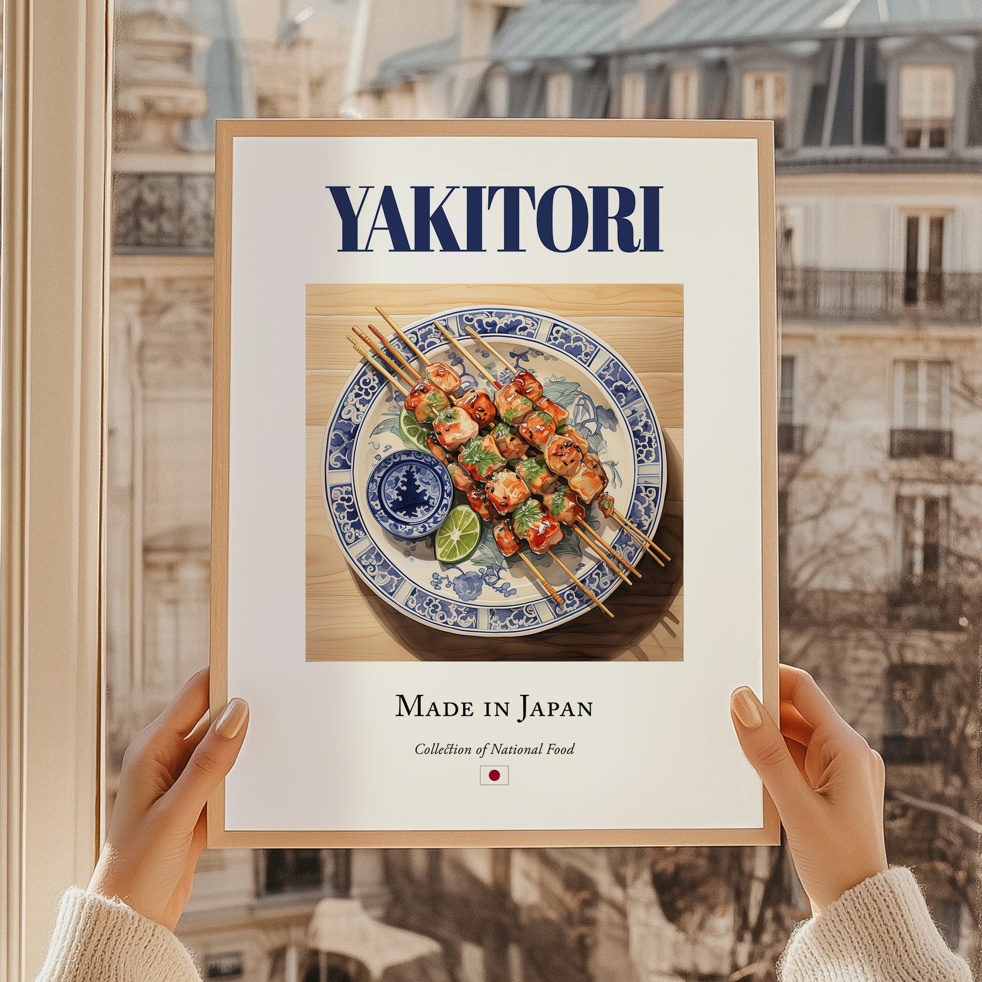 Yakitori – Japanese Dish, Café Wall Art, styled in a charming Paris street view