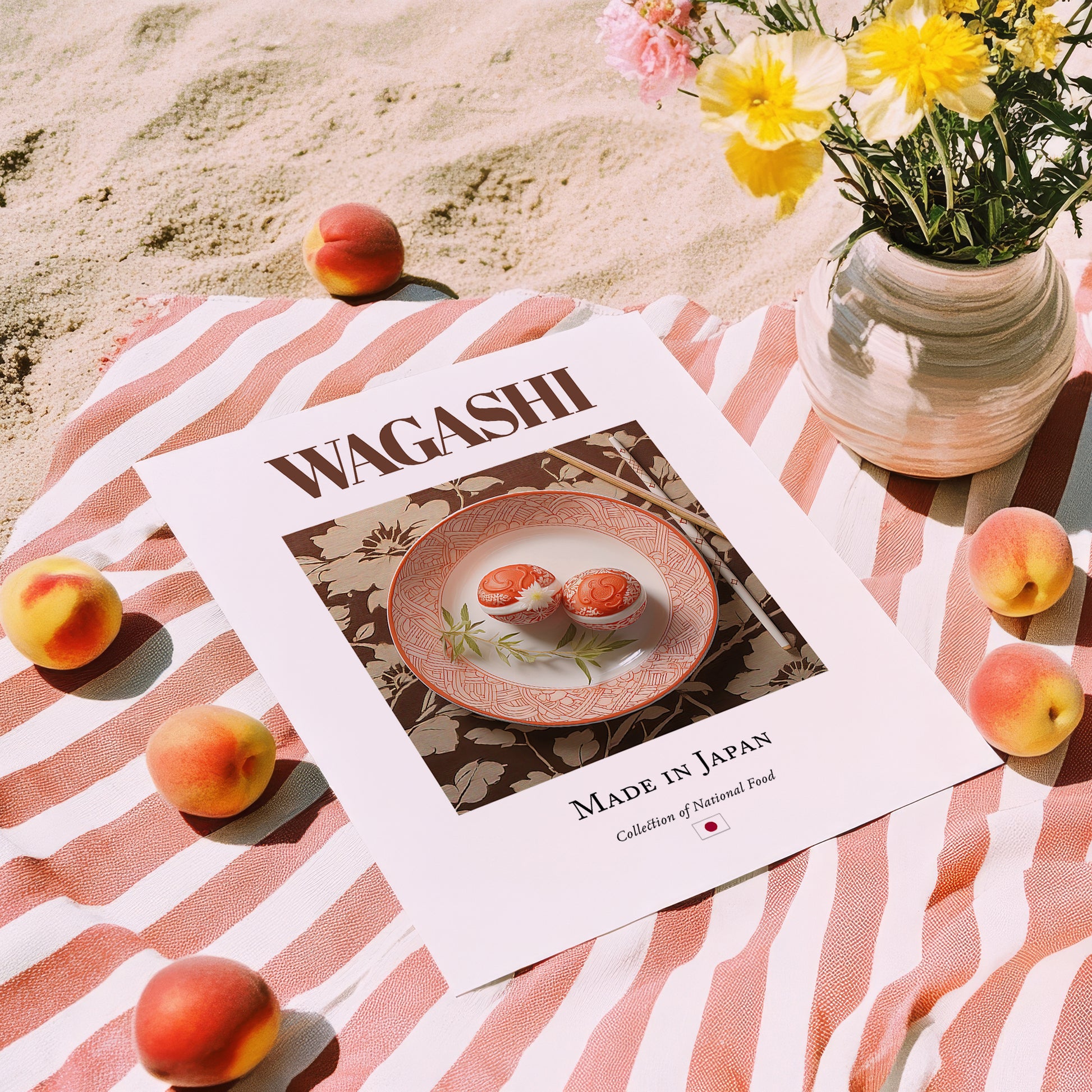 Wagashi – Japanese Dessert Dish, Café Still Life, unframed on coastal sand