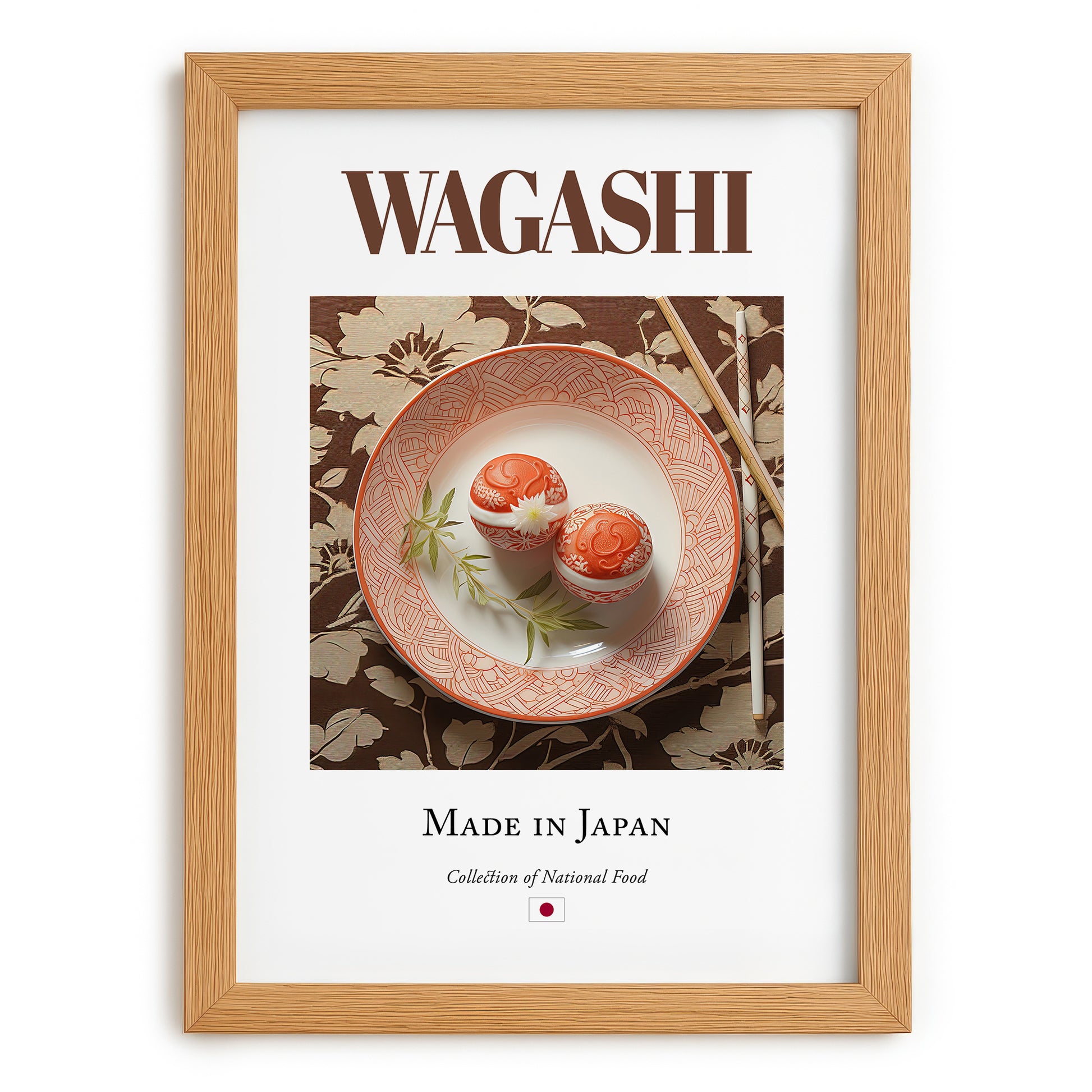 Wagashi – Japanese Dessert Dish, Café Still Life, set in oak frame