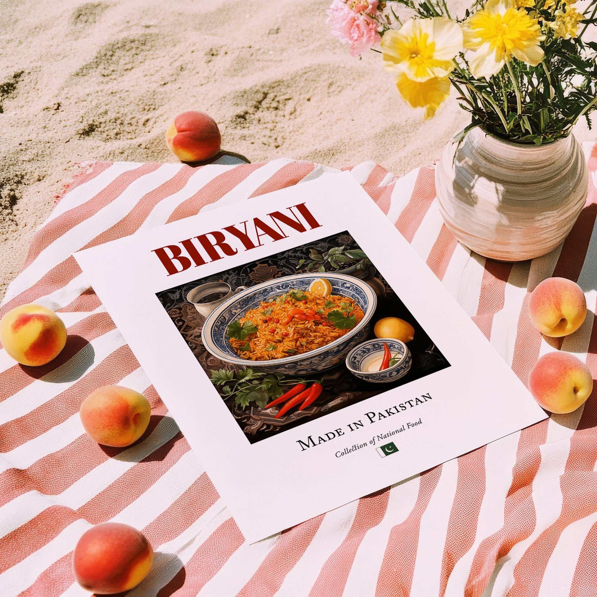 Byriani – Pakistani Rice Dish, Tavern Poster, unframed on coastal sand