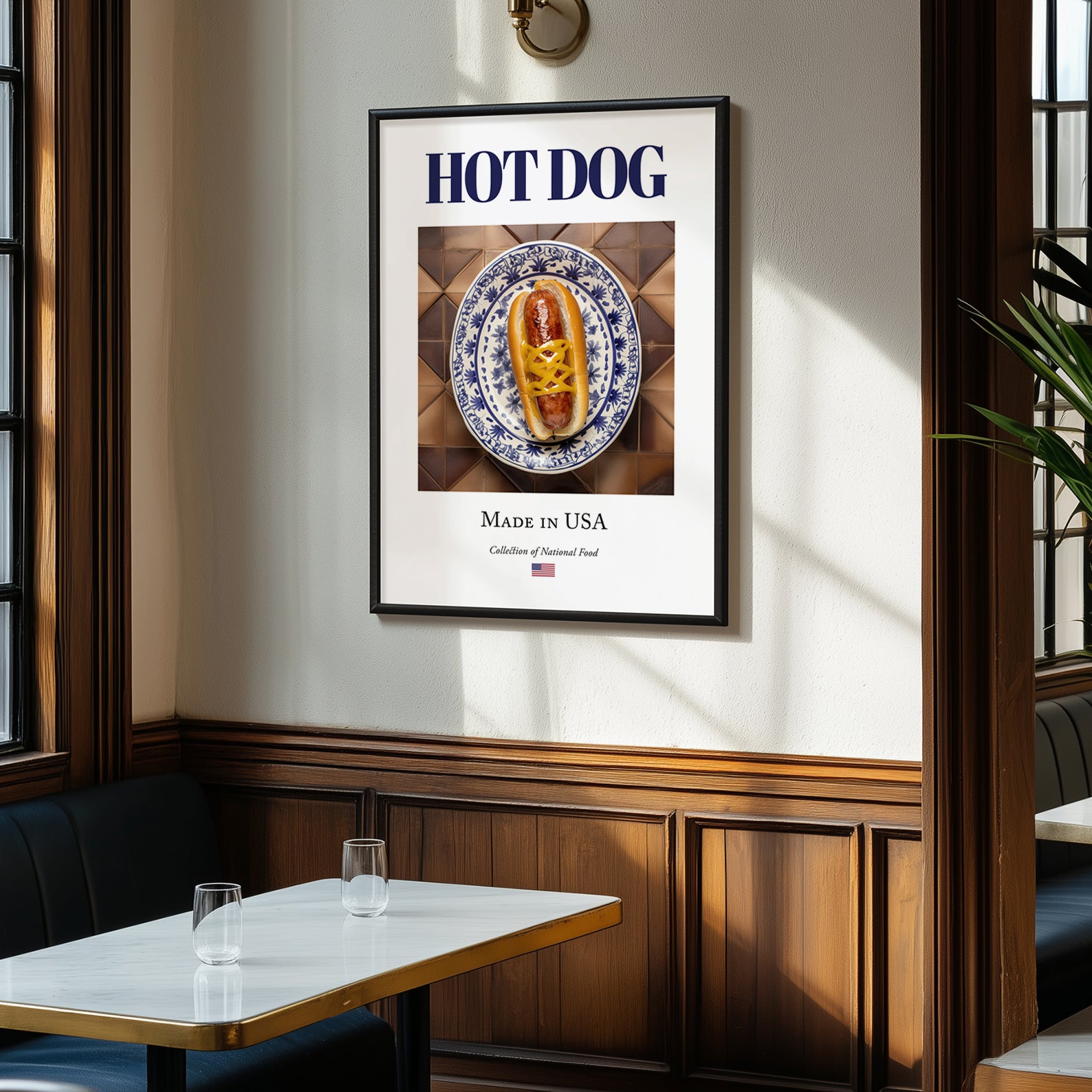Hot dog – American Snack Dish, Café Illustration, clean layout with no caption