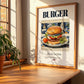 Burger – American Snack Dish, Café Art, no-text version framed in wood