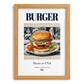 Burger – American Snack Dish, Café Art, set in oak frame