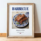 Barbecue – American Meat Dish, Café Poster, in wooden frame leaning on the floor