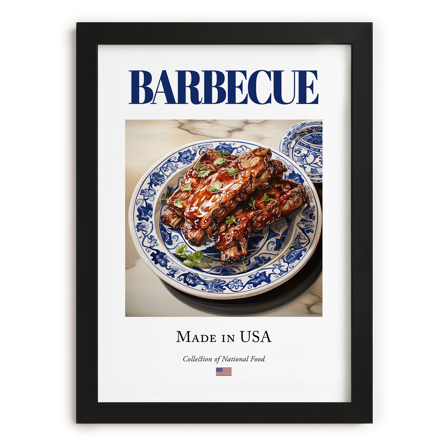 Barbecue – American Meat Dish, Café Poster, in sleek black frame