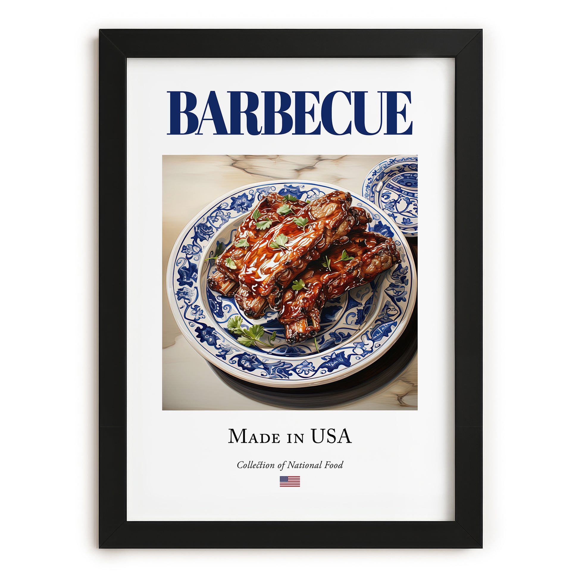 Barbecue – American Meat Dish, Café Poster, in sleek black frame