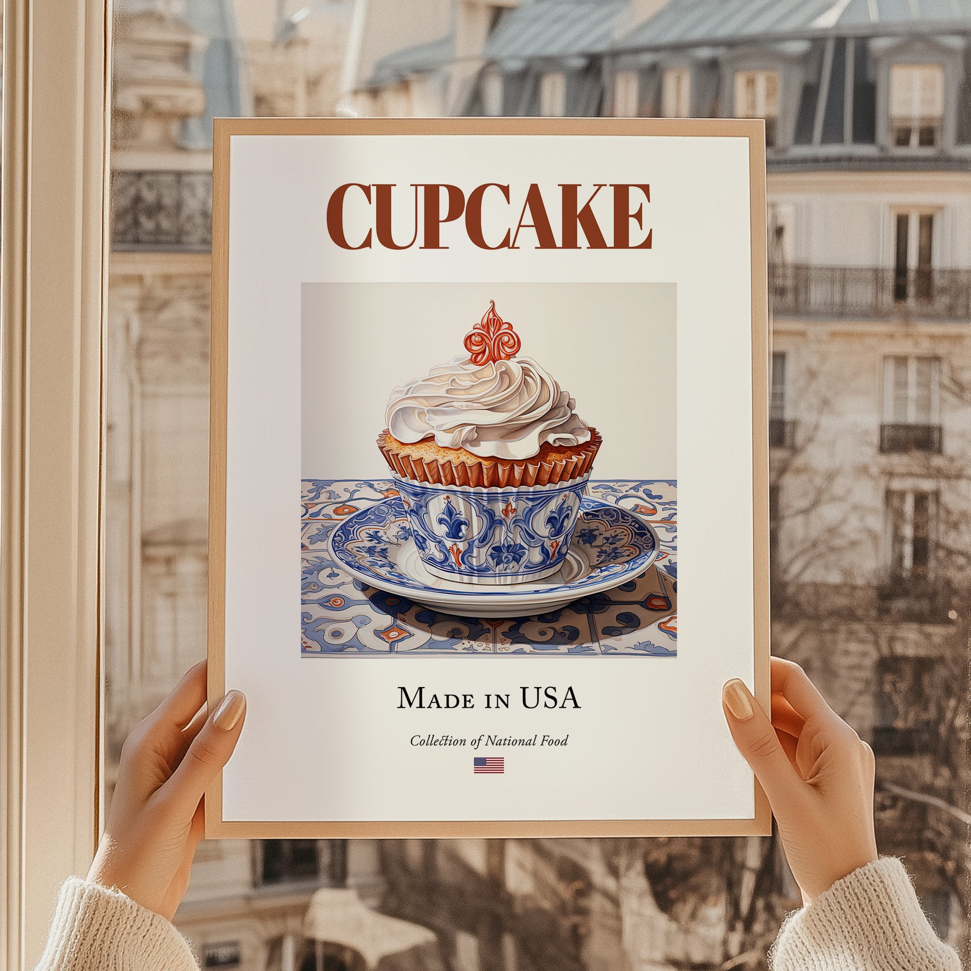 Cupcake – American Dessert Dish, Café Wall Decor, styled in a charming Paris street view