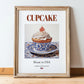 Cupcake – American Dessert Dish, Café Wall Decor, in wooden frame leaning on the floor