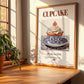Cupcake – American Dessert Dish, Café Wall Decor, no-text version framed in wood