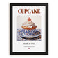 Cupcake – American Dessert Dish, Café Wall Decor, in sleek black frame