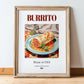 Burrito – American Dish, Café Still Life, in wooden frame leaning on the floor