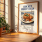 Chicken Fried Steak – American Meat Dish, Bistro Print, no-text version framed in wood