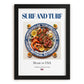 Surf and Turf – American Meat Dish, Tavern Wall Decor, in sleek black frame