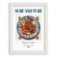 Surf and Turf – American Meat Dish, Tavern Wall Decor, placed in minimal white frame