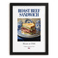 Roast Beef Sandwich – American Dish, Fine Dining Restaurant Painting, in sleek black frame