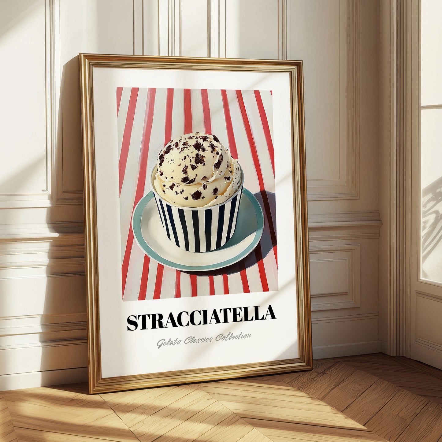 Stracciatella – on Striped Tablecloth, Gelato Wall Painting