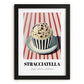 Stracciatella – on Striped Tablecloth, Gelato Wall Painting, in sleek black frame
