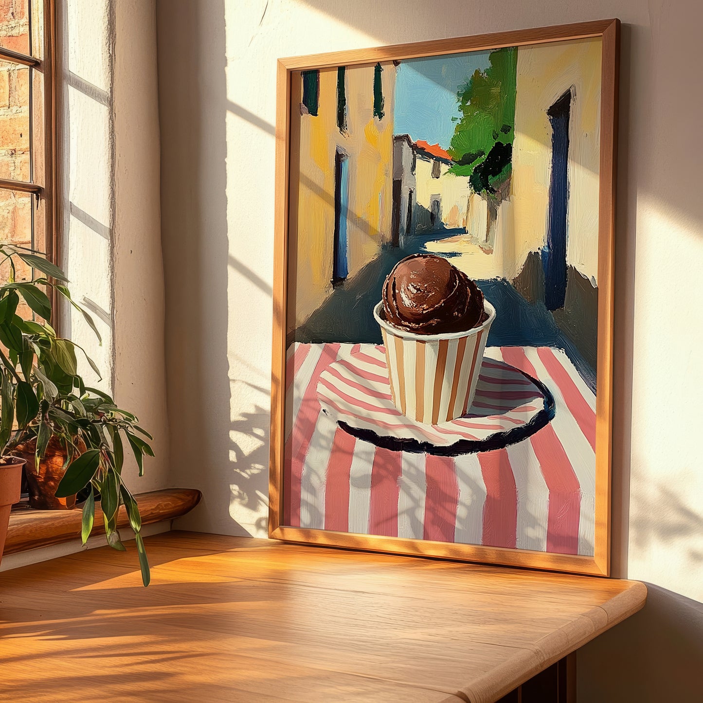 Gelato Bacio – Italian Street Café Scene, Gelato Poster, clean layout with no caption