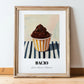 Bacio – on Striped Tablecloth, Gelato Painting, in wooden frame leaning on the floor