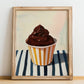 Bacio – on Striped Tablecloth, Gelato Painting, no-text version framed in wood