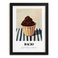 Bacio – on Striped Tablecloth, Gelato Painting, in sleek black frame