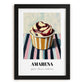 Amarena – on Striped Tablecloth, Gelato Print, in sleek black frame