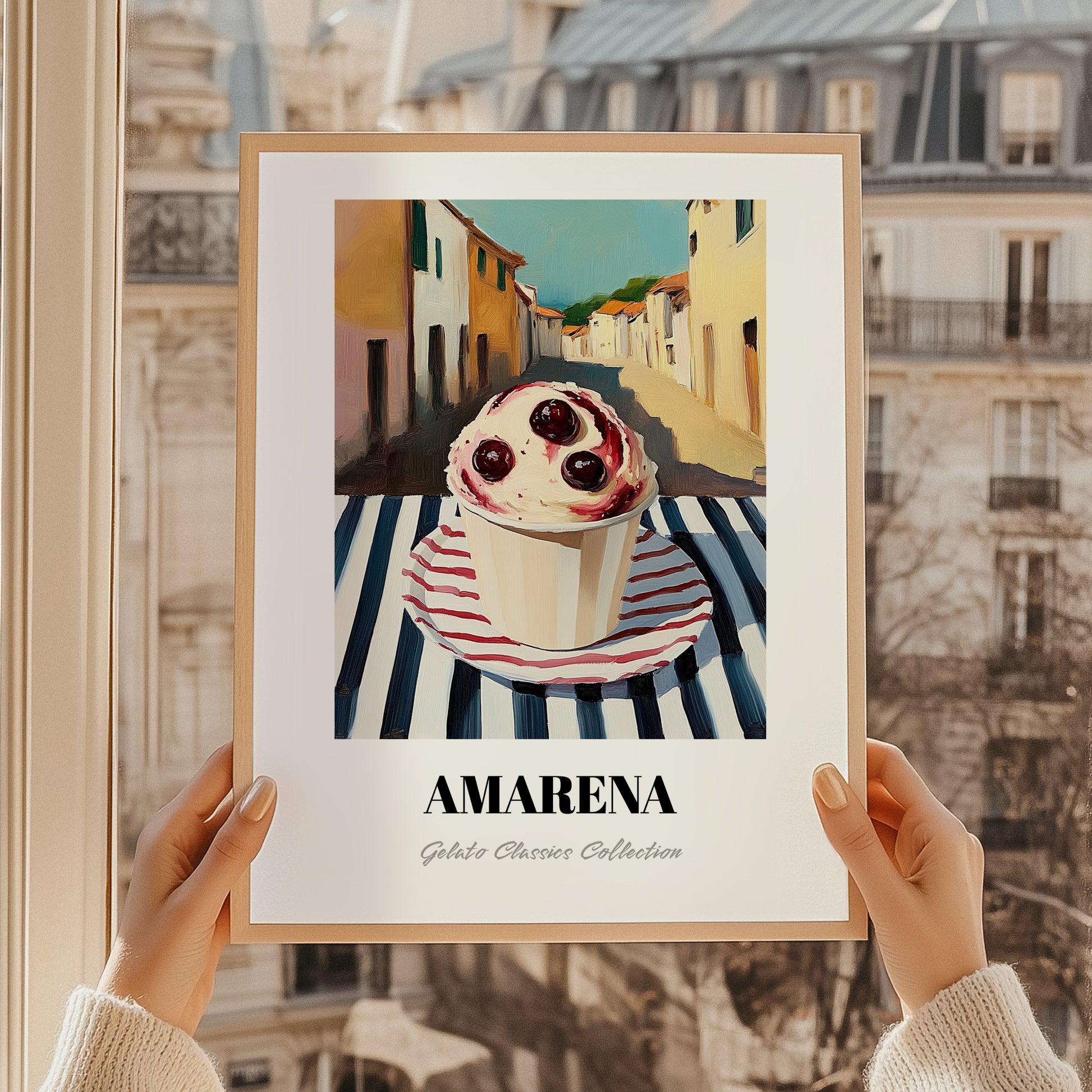 Gelato Amarena – Italian Café on the Corner, Gelato Wall Decor, styled in a charming Paris street view