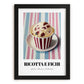 Ricotta E Fichi – on Striped Tablecloth, Gelato Print, in sleek black frame