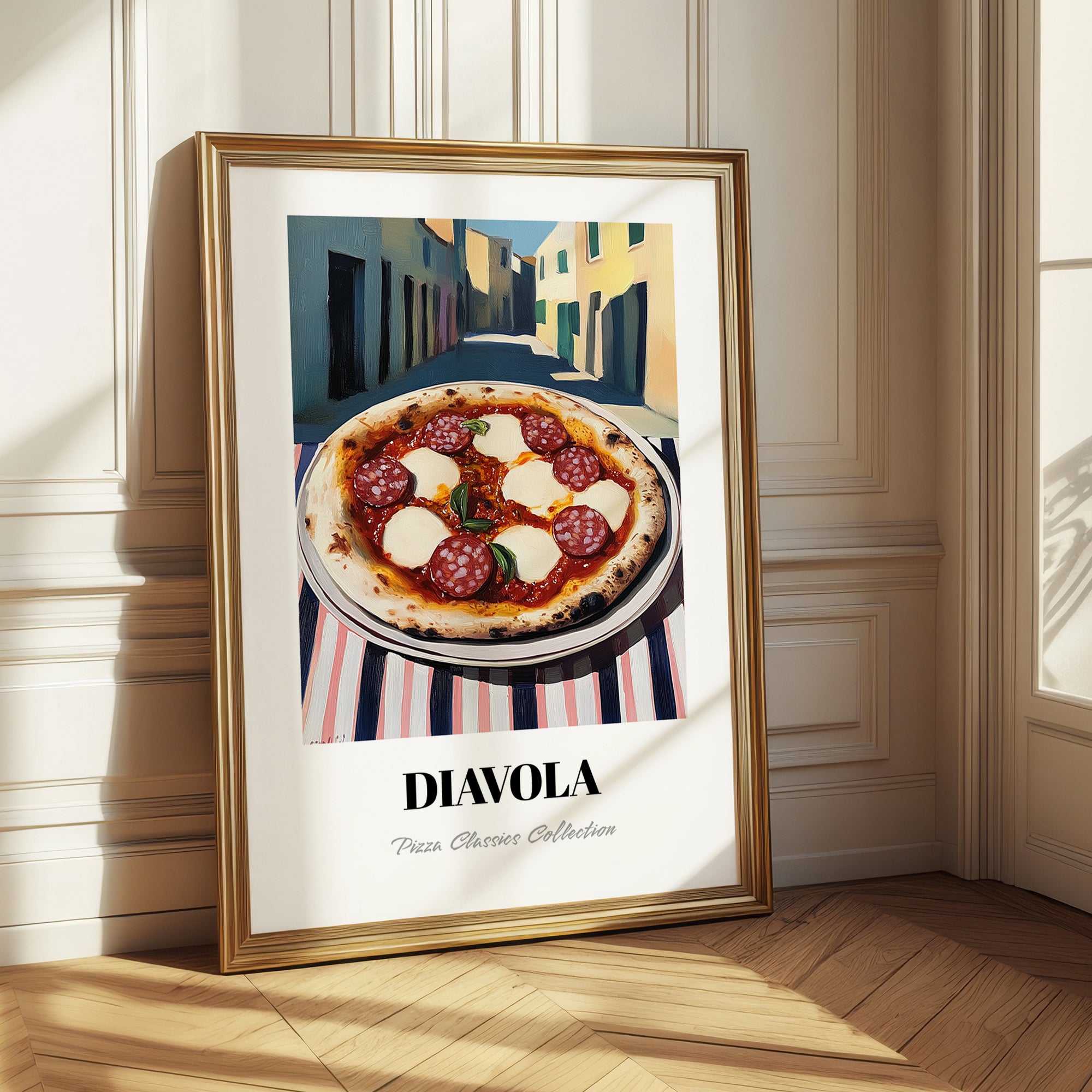 Pizza Diavola – Italian Outdoor Café Scene, Pizza Wall Decor