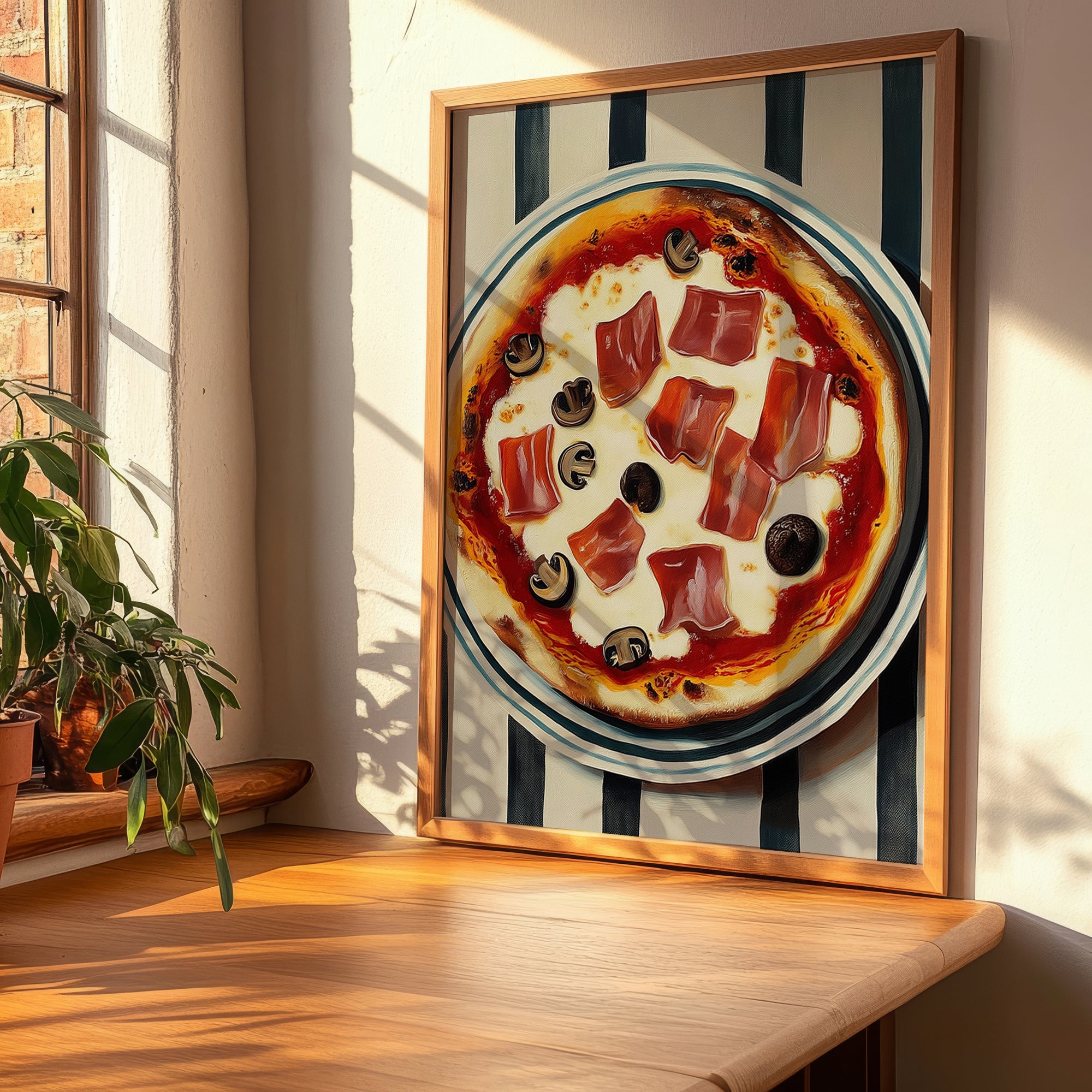Prosciutto E Funghi Print | Weathered Table Texture – pure.gallery
