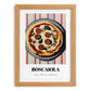 Boscaiola – on Striped Tablecloth, Pizza Wall Decor, set in oak frame