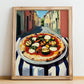 Pizza Ortolana – Italian Café on the Corner, Pizza Poster, no-text version framed in wood