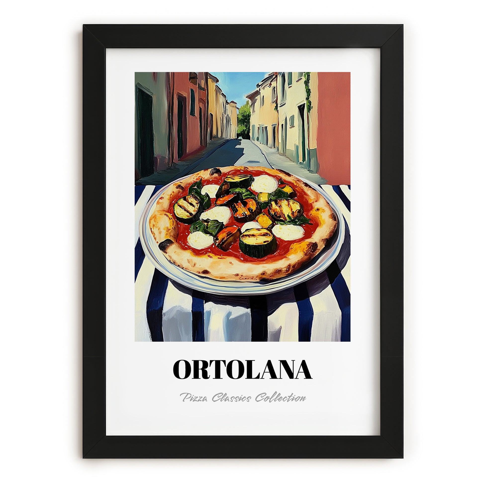 Pizza Ortolana – Italian Café on the Corner, Pizza Poster, in sleek black frame