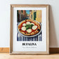 Pizza Bufalina (Bufala) – Italian Café on the Corner, Pizza Painting, in wooden frame leaning on the floor