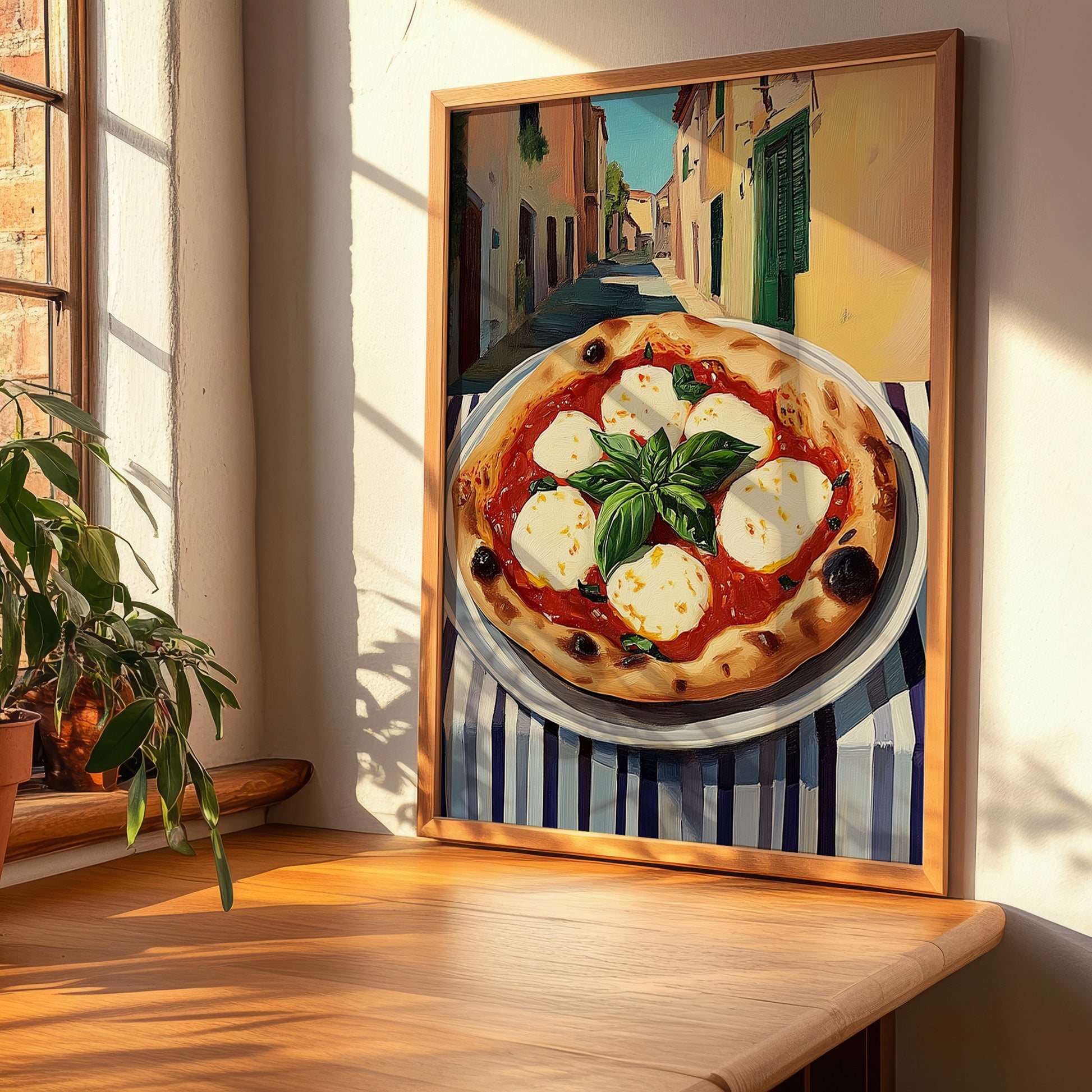 Pizza Bufalina (Bufala) – Italian Café on the Corner, Pizza Painting, clean layout with no caption