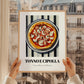 Tonno E Cipolla – on Striped Tablecloth, Pizza Illustration, styled in a charming Paris street view