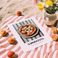 Napoletana – on Striped Tablecloth, Pizza Art, unframed on coastal sand