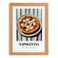 Napoletana – on Striped Tablecloth, Pizza Art, set in oak frame